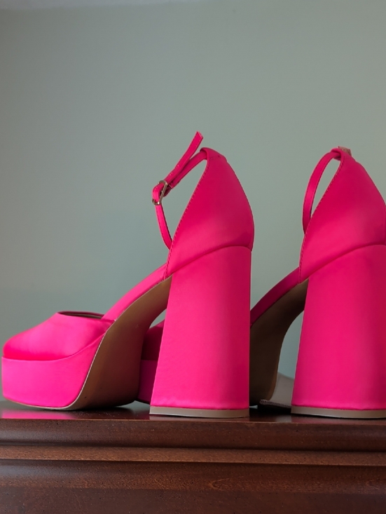 Silent D Shoes - Silent D - Electric Pink Platform Ankle Strap Mary Jane Heels - 40